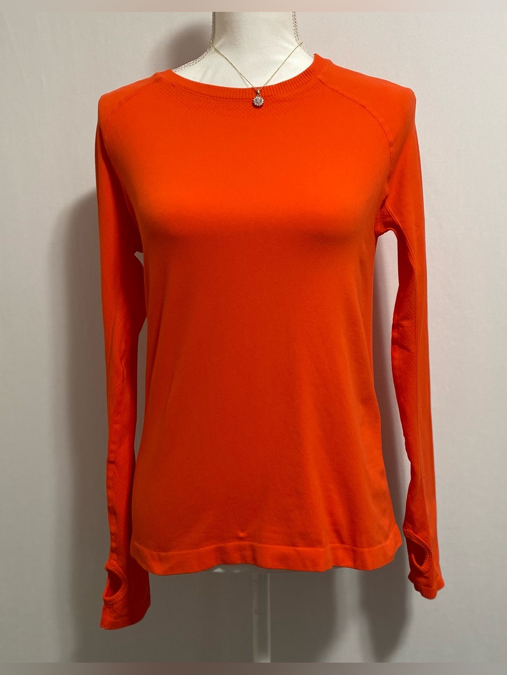 Active Basic Fitted Orange Long Sleeve Tee